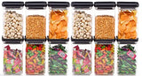 Black airtight kitchen storage container combo set, 1200 ml plastic dry fruit jar (pack of 12), BPA-free and stackable for space-saving organization