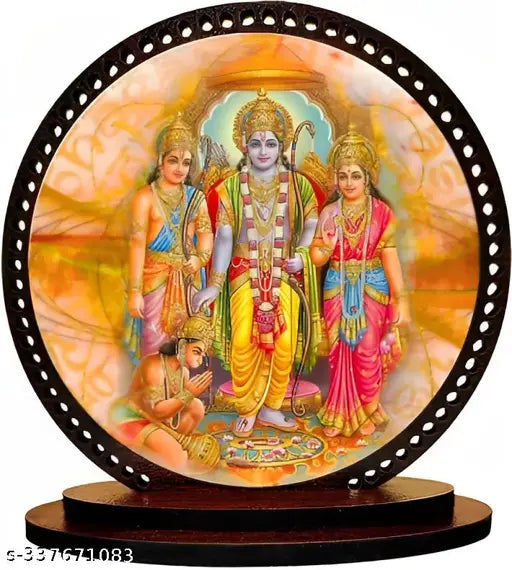 High-quality wooden, matte finish Giftlab Lord Ram idol for car and home decorative showpiece - ideal for gifting purposes, double-sided tape pre-installed