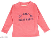 Red acrylic round neck sweatshirt for girls, solid design for winter