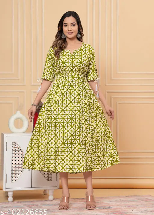 Green Printed Anarkali Rayon Dhoti Kurta, meticulously crafted in Jaipur. Tradition meets trend with vibrant hues and intricate design
