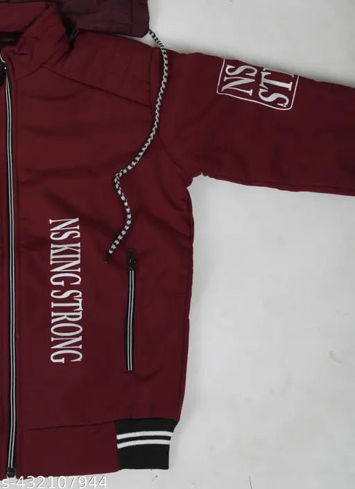 Brown polyester kids N.S Jacket with long sleeves and printed pattern, available in various sizes ranging from 2-3 years to 7-8 years, made in India