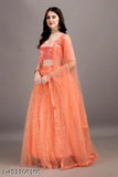 Trendy satin-net Bollywood-style lehenga choli set, embellished dupatta, semi-stitched designer outfit in pitch color