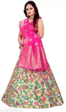 Vibrant Floral Poly Silk-Jacquard Lengha Choli with Zari Dupatta, Indian Semi-Stitched" (125 characters)