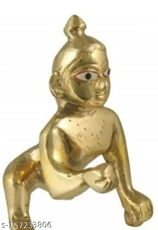 Brass Krishna Idol - Laddoo Gopal Thakur JIKanha Ji (Number 2) decorative showpiece for spiritual enhancement, ideal gift, made in India