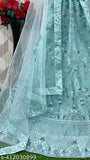Sky blue embroidered net lehenga choli set for women, ideal for parties and special occasions. Indian designer embroidery work