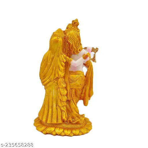 Gold plated Krishna idol showpiece, 19x11x11 cm for home decor and Diwali celebration