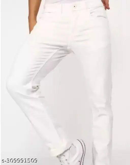 Cotton blend, plain white jeans for men - MOD MEN SDIO2E on display rack