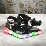 Shiny patent leather LED light-up sandals for kids ages 110 (white), lace-up with breathable design and skin-friendly materials