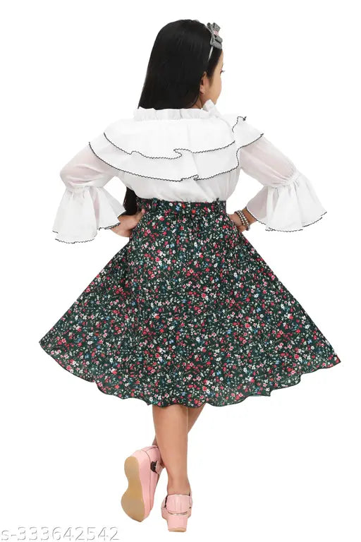 Cotton blend printed net western frock dress for 2-12 years old baby doll, Indian designer fashion