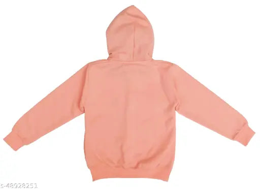 Peach cotton printed full sleeve winter hoodie sweatshirt for boys (2-3 Years, size 24in x 17in)