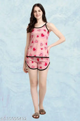 Casual cool women's digital printed colorful hosiery top & shorts set, multi-colored soft polyester for summer outfits