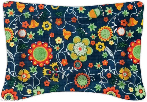 Blue floral cotton single flat bedsheet - superfine, summer-ready, adult bedding from India