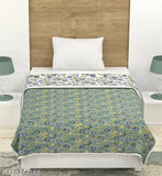 Stylish reversible Jaipuri floral print cotton blanket for bedroom, cool and cozy summer sleep accessory