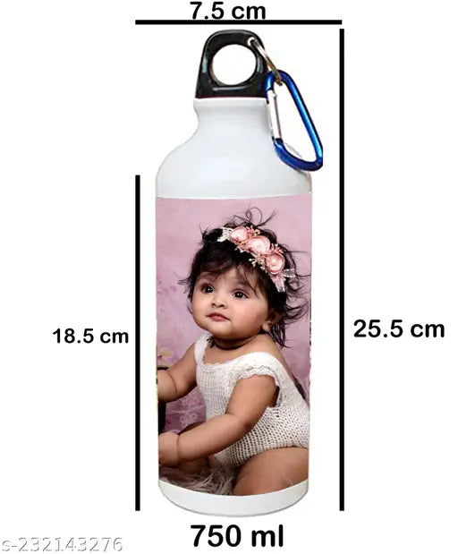 Customized Aluminium Sipper Water Bottle with Photo & Name, personalized for sports, school, college use, glossy coated, holds 750ml