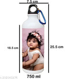 Customized Aluminium Sipper Water Bottle with Photo & Name, personalized for sports, school, college use, glossy coated, holds 750ml