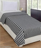 Akin Polar Fleece SB Striped Blanket - Black/Grey&White, soft & comfortable winter fleece blanket (pack of 1), free size (90x60in), made in India