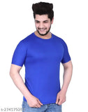 Men's regular half sleeve casual round neck polyester t-shirt, solid design, short sleeves, M (38in chest, 28in length), L (40in chest, 29in length), XL (42in chest, 29in length) - Made in India