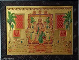 Synthetic resin, 9x12 inch Indian Goddess Lakshmi photo frame with cow motif in gold print