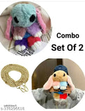 Faux fur rabbit sling bag, multicolor design, soft fabric, perfect for kids & teens accessories