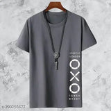 Trendy design men's polyester half sleeve t-shirt with printed net pattern. Short sleeves, cotton blend fabric, M (38in chest, 27in length), L (40in chest, 28in length), XL (42in chest, 29in length)