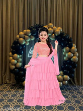 Satin-and-net ruffle embroidered lehenga for girls, perfect party wear (size: 2-15 years)
