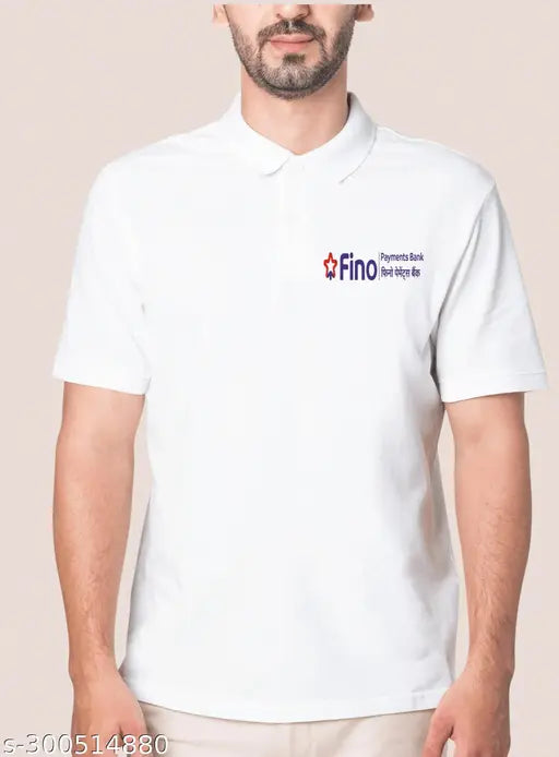 Polycotton half sleeve polo shirt, printed design, men's sizes S-XL from India
