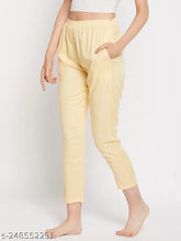 Yellow rayon-cotton maxi pyjamas for women, Indian-made straight-leg style