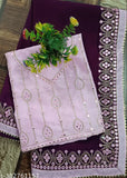 Exquisite 9mm sequence embroidery work lace sari and blouse piece, vibrant color combination, traditional craftsmanship meets contemporary design, Indian georgette & satin fabric
