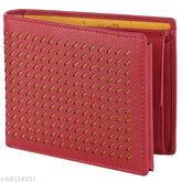 Red & Yellow BiColor genuine leather men's wallet by SHUBHAM, featuring 5 compartments, organizer design