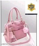 Pink PU sling handbag for women & girls, featuring self-design pattern and 4 compartments