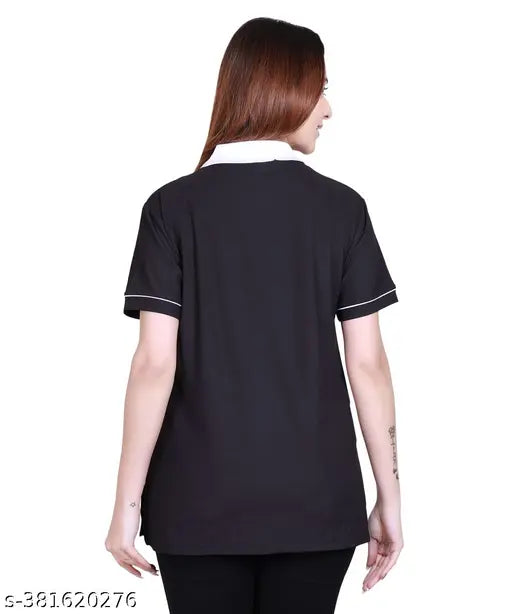 Unique Style Cotton T-shirt, solid pattern, short sleeves for women's everyday elegance, made in India