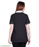 Unique Style Cotton T-shirt, solid pattern, short sleeves for women's everyday elegance, made in India