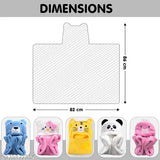 Blue fleece hooded baby blanket, ideal for newborn security and winter, animal design with soft fabric (86x82 CM)