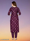 Wine rayon kurti & pant set with embroidery work, best for festive occasions. S-5XL sizes available in premium Indian style