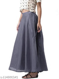 Satin Chanderi maxi skirt by Vastraa Fusion, perfect for modern style statements. Ideal for waist sizes 28-44 inches