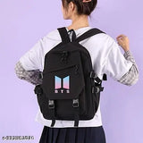 BTS printed fabric backpack, vibrant design, 4 compartments, lightweight and durable