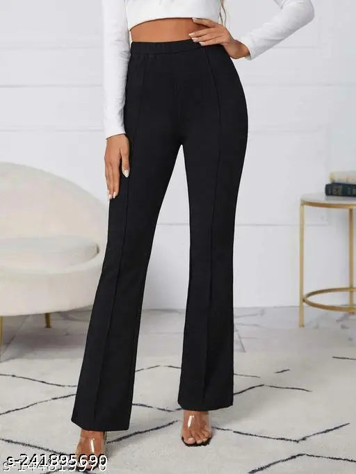 Classic Designer cotton blend trousers for women, solid net, size 28-36 inches