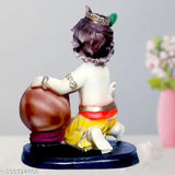 Resin Krishna idol sculpture (15.5cm L x 18.5cm H x 9cm B), decorative showpiece for pooja room or home, Indian origin