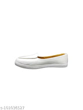 White synthetic ballet flats for women and girls, perfect for school, college, weddings, or everyday use