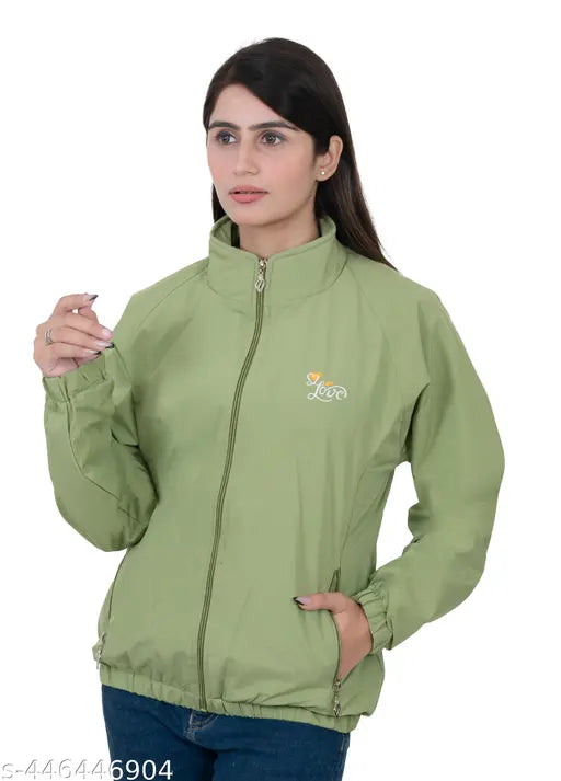Premium polyester women's jacket, solid color, long sleeves - trendy jacket for women made with high-quality, durable fabric. Indian origin