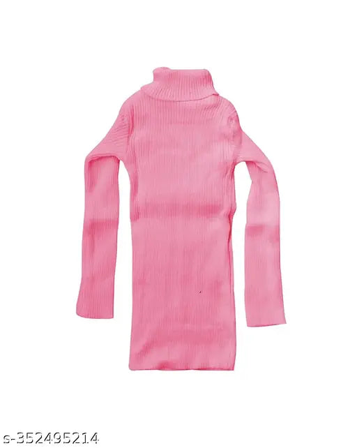 Cozy Comfort winter-ready wool high neck sweater for girls, solid colored, long sleeves, size: 6-12 months