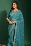 Bandhani printed chiffon saree with embroidered border and blouse, vibrant tie-dye pattern, free size from India