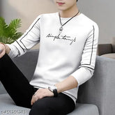 Men's regular fit printed round neck t-shirt, pure cotton, full sleeves - cool and comfortable for casual wear, India origin