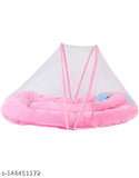 Pink cotton Venton Fibre kids washable mosquito net (Pink, Bed Box), ideal for mild winter. Attractive animal print, breathable mesh for air flow and clear view. Includes one head pillow with heart-shaped design. Safety and comfort for newborns up to 6 months. Made in India