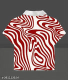 Printed Lycra collar half-sleeve top, vibrant pattern on net fabric, high-quality Indian fashion