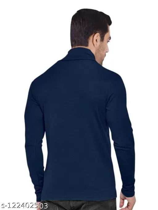 Stylish cotton high-neck full sleeves men's t-shirt - trendy modern solid shirt from HAADIYA STORE
