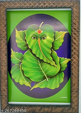 Synthetic resin leaf Ganesh art photo frame, Indian decor for wall hanging and pooja rooms