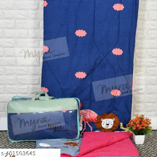 Reversible microfiber Glace cotton comforter (90x60in), printed with cartoon lovable magic characters for toddlers - single size, machine washable