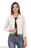 Cotton twill jacket, solid pattern, three-quarter sleeves, size S (17" bust, 20" length), Made in India