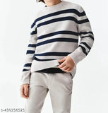 Striped wool sweater, lightweight and soft, perfect for kids aged 3-11, premium quality Daffodil Wool made in India
